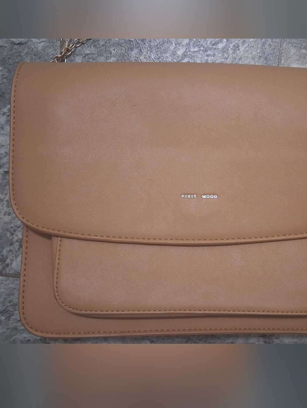 Pixie Mood Camel Tan Crossbody Bag with Chain Strap